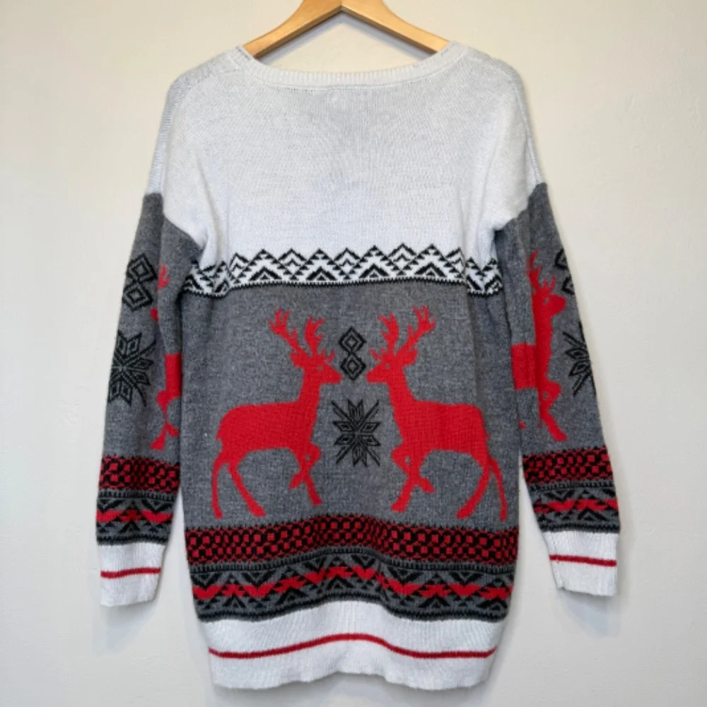 Mossimo | Thick Knit Fair Isle Reindeer Chunky Ugly Christmas Sweater - Picture 3 of 9